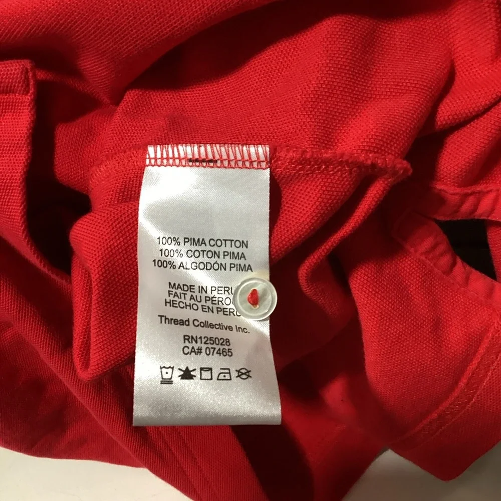 Psycho Bunny Shirt Mens 3 Red Polo Long Sleeve Tipped Pima Cotton